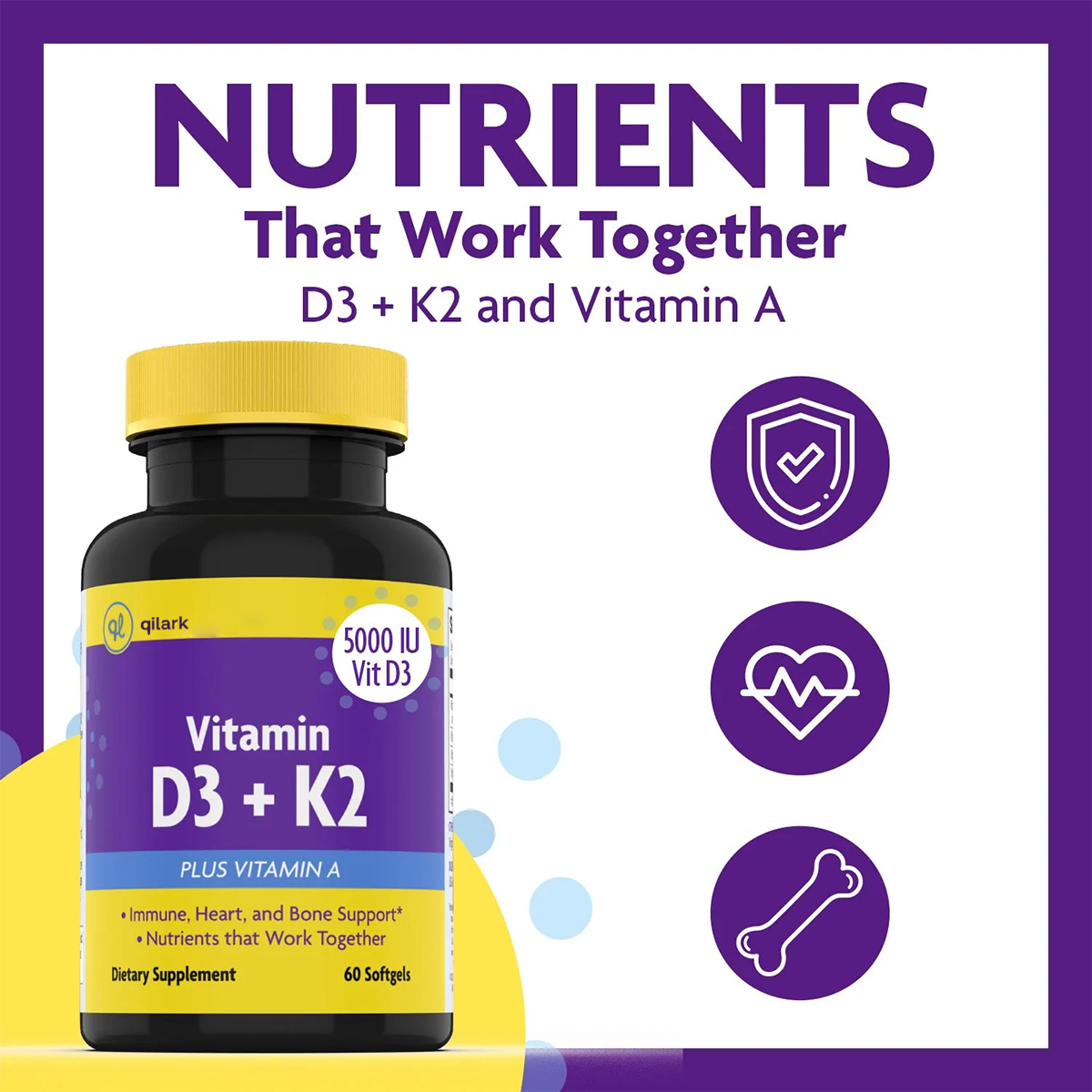 Qilark Vitamin D3 + K2 (with Vitamin A)